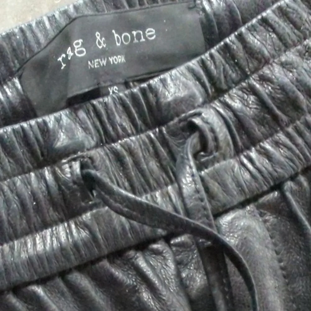 Rag & Bone Black Lambskin Leather Drawstring Pants Size XS